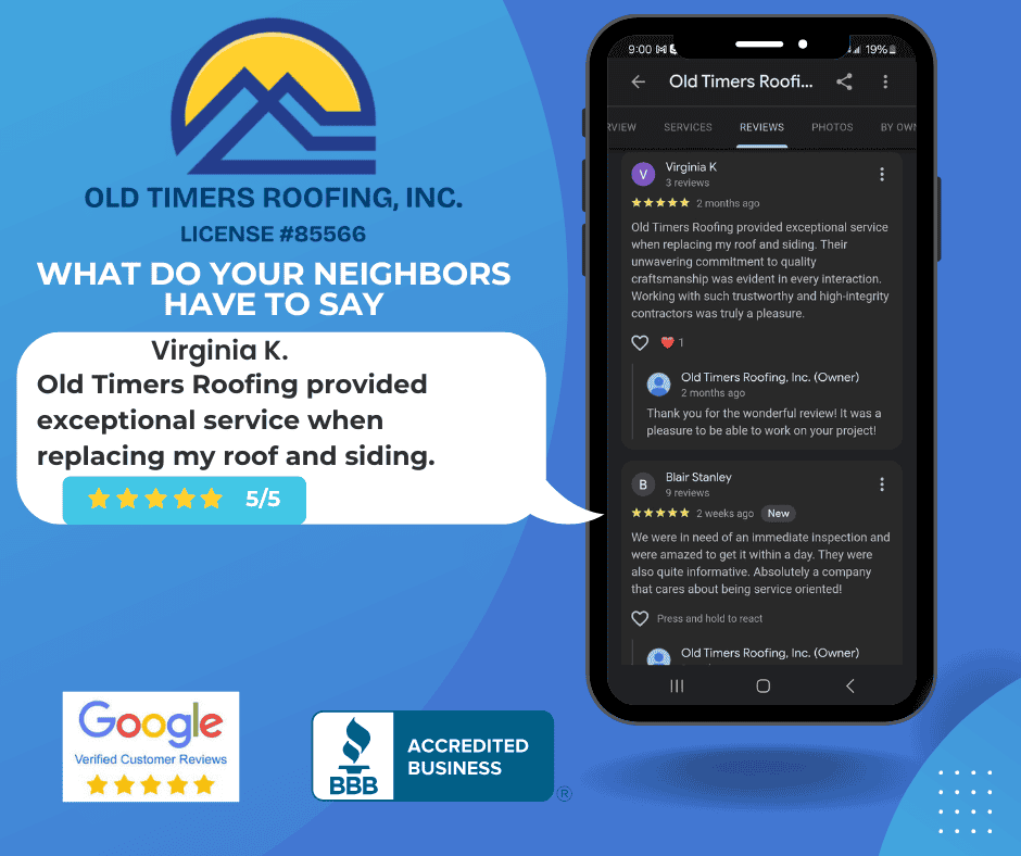 Google review from Virginia K about roof repair after hailstorm
