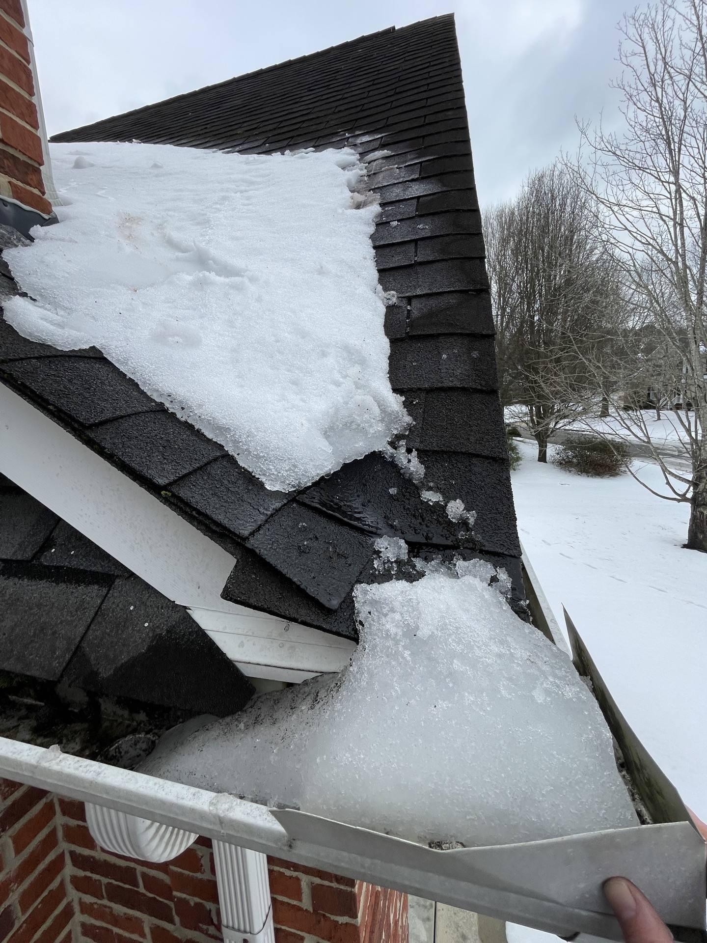 Ice damming on roof edge in the Piedmont Triad