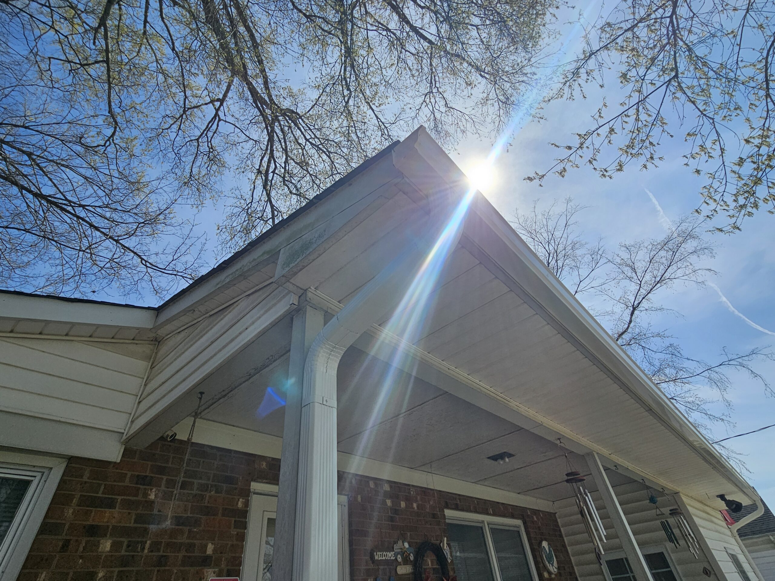 Finished gutter replacement project completed by Old Timers Roofing for Greensboro veteran